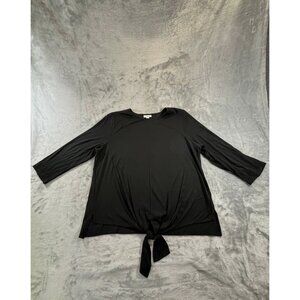 J. Jill Blouse Women's Large Black Tie Front Top Scoop neck